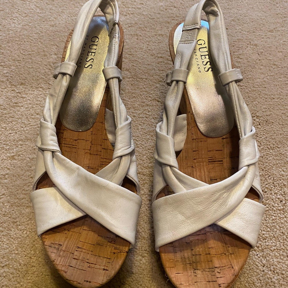 White Leather Guess Sandals